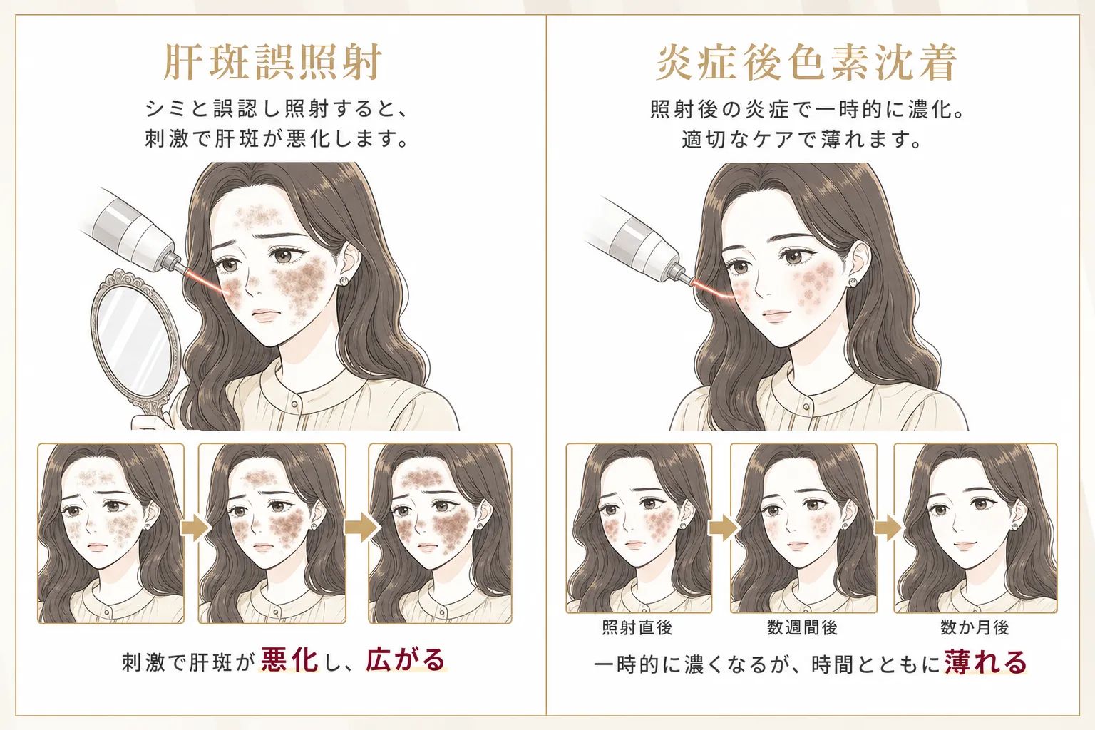 シミ取りをしないほうがいいと言われる理由は誤射により色むらが長引くおそれがあることを解説