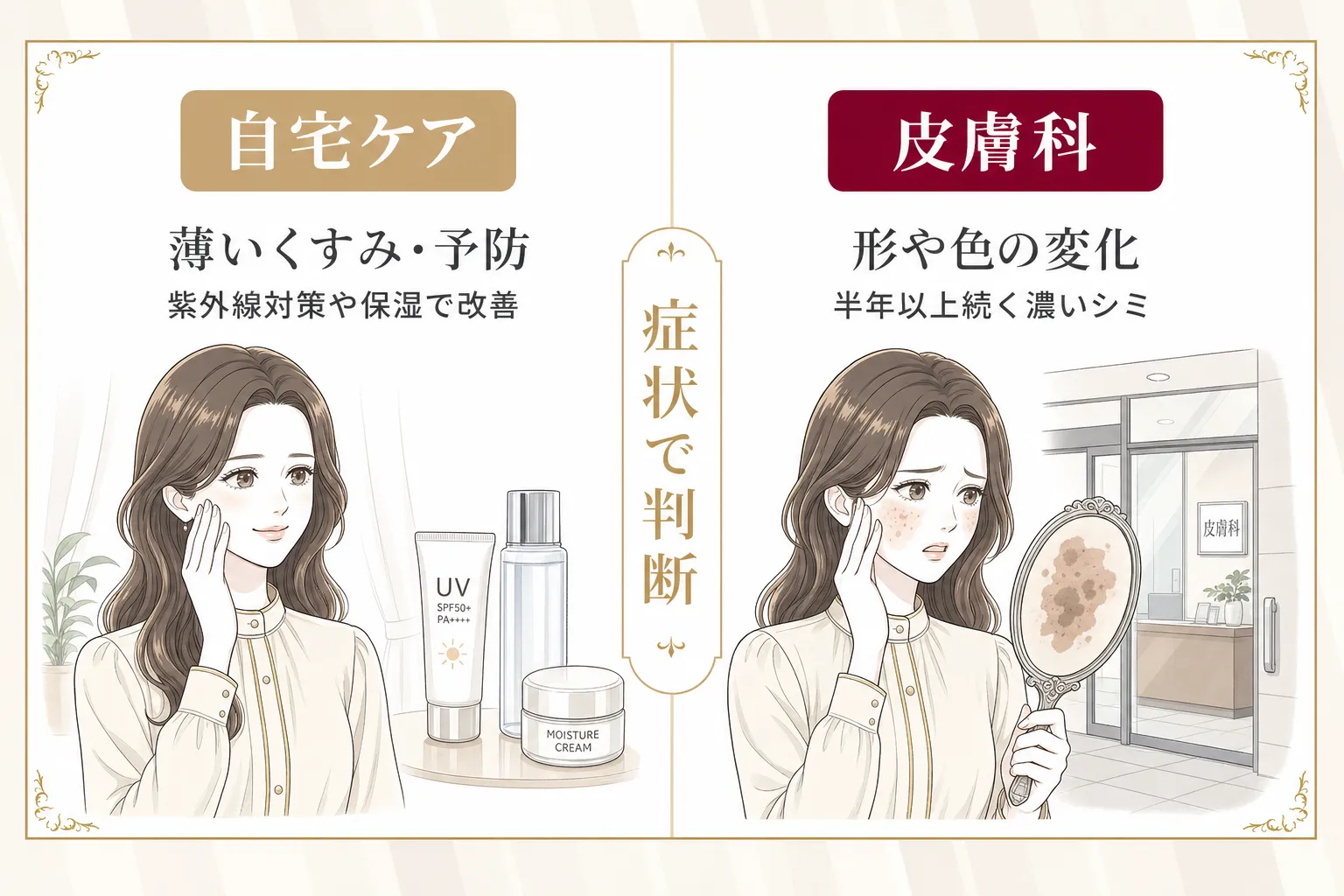 シミ取りを病院に相談するか自宅ケアで様子を見るかは症状で判断することを解説